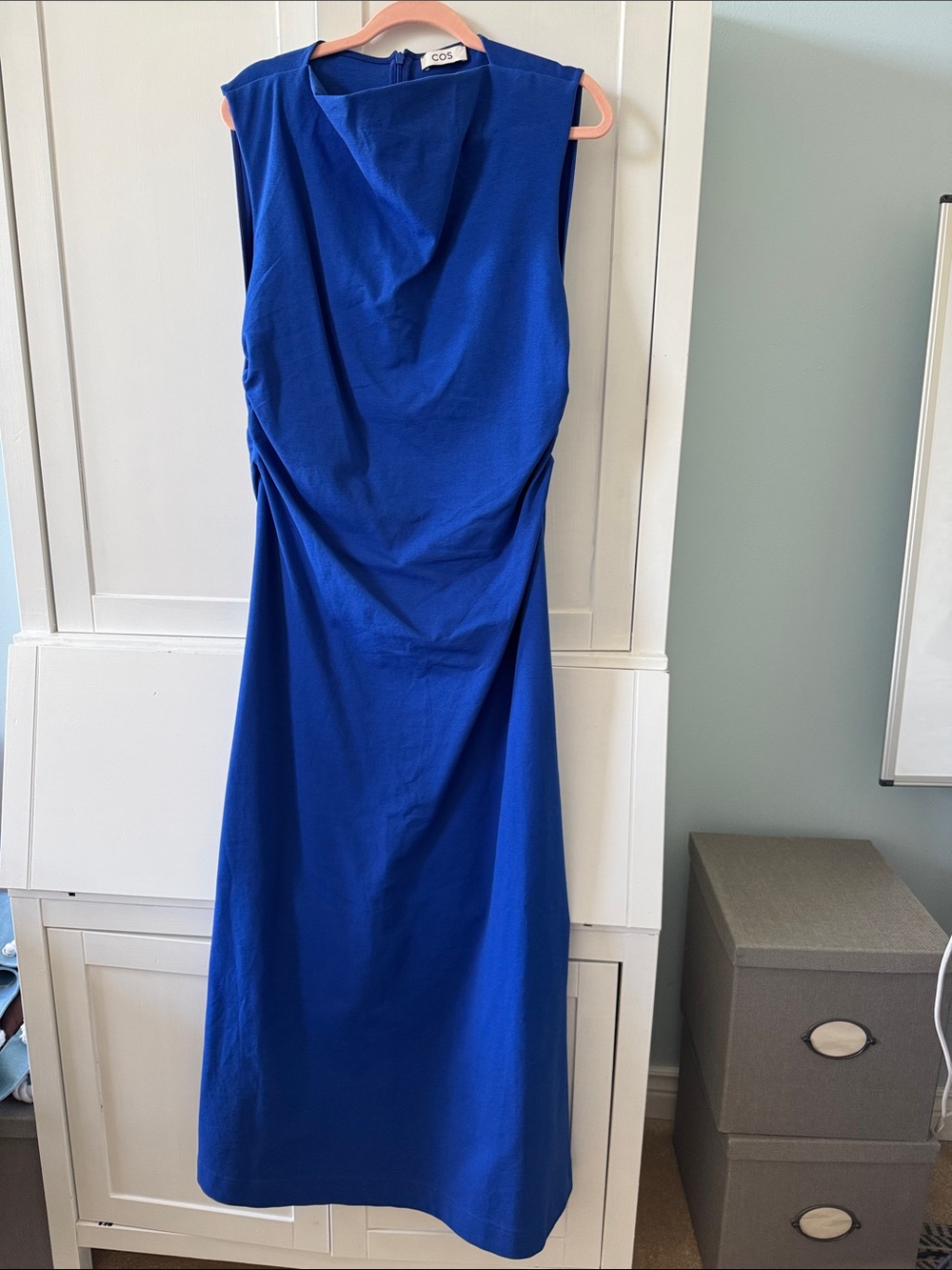COS Royal Blue Sleeveless Draped Midi Dress M/L